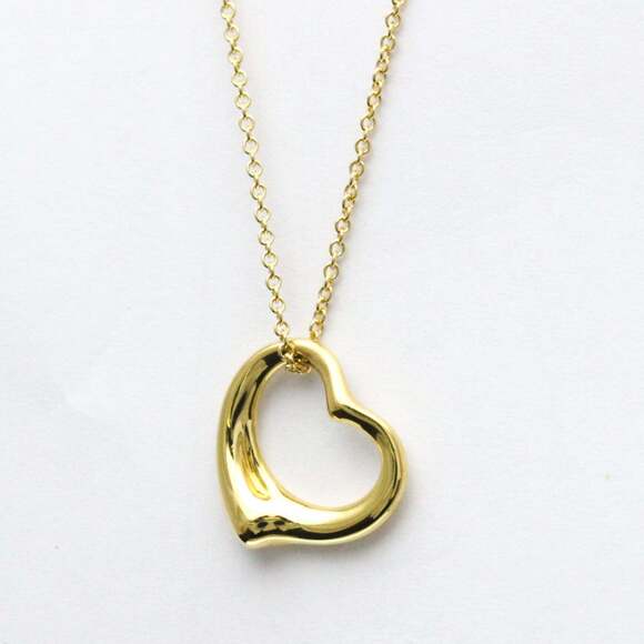 Tiffany Open Heart Yellow Gold (18K) No Stone MenWomen Fashion Pendant Neckl...